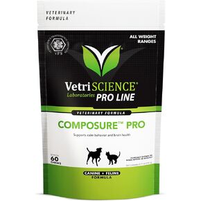 VetriScience Composure Pro - Calming Support Supplement for Cats & Dogs - Relaxation Bites with Colostrum Calming Complex & Vitamin B - Clinical Strength - Pet Aid Chews - 60 Chews