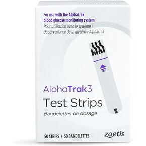 AlphaTrak 3 Test Strips for Use with AT3 Blood Glucose Monitoring System for Cats, Dogs, and Horses, 50 Count