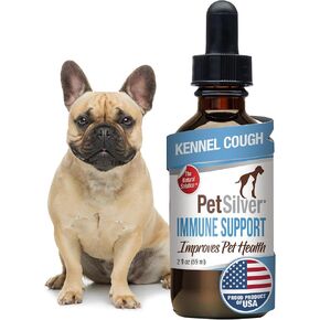 Petsilver Support Immune Support - Solution Silver Solution الحاصلة على براءة اختراع - يعزز صحة الجهاز التنفسي في القطط والكلاب - الحساسية ، علاج الجيوب الأنفية والسعال - محلول البخاخات الطبيعية - سهل الاستخدام 16 أوقية