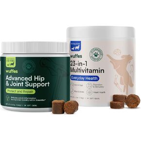 Wuffes Hip and Joint Supplement for Large Breeds and 23-in-1 Multivitamin Bundle