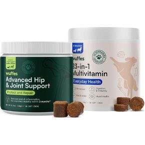 Wuffes Hip and Joint Supplement for Large Breeds and 23-in-1 Multivitamin Bundle