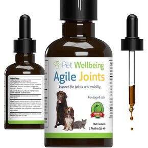Pet Wellbeing Agile Joints for Dogs - Hip and Joint Health, Mobility, Devil’s Claw, Boswellia, Joint Ligament and Cartilage - Veterinarian-Formulated Herbal Supplement 2 oz (59 ml)