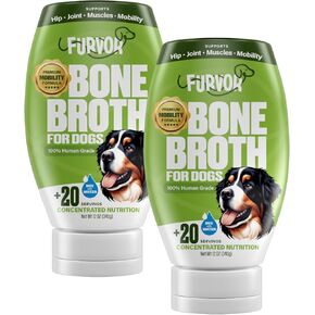 Mobility Support Beef Bone Broth for Dogs | Hip & Joint Support for Dogs | Glucosamine & Amino Acid Boosted | Human Grade Ingredients | Just add Water | Made in USA, 12 oz, 2 Pack