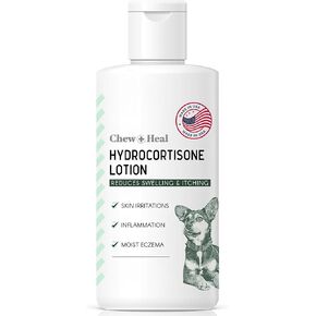 Chew + Heal Labs Hydrocortisone Lotion for Dogs - 4 oz Anti Itch Cream for Irritated Skin, Flea Bites, Itching, and More - Made in The USA
