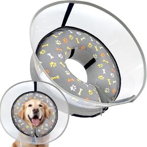 Dog Cone Collar with Enhanced Anti-Licking, Inflatable Dog Cone After Surgery, Adjustable Size with Soft Padding for Small Medium Large Dogs - L