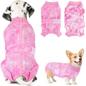 Lukovee Recovery Suit for Dogs, Zipper On Recovery Suit for Female Male Dog, Onesie Abdominal Wounds Cone E-Collar Alternative Prevent Licking Spay Recovery Suit (TPU,XS)