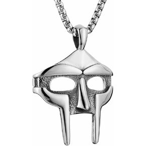 AsAlways Stainless Steel MF DOOM Mask Necklace Hip Hop Rap Totem Pendant for Party Jewelry Gift