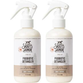 SKOUT'S HONOR Pet Detangler Spray - Hydrating & Conditioning with Avocado Oil & Probiotics, 97% Natural, Paraben & Sulfate-Free, softens for a More brushable Coat, Daily Use, 8oz, Dog of The Woods