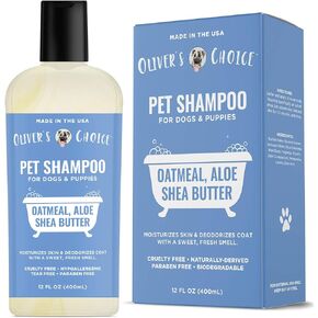 Dog Shampoo with Oatmeal and Aloe. Shea Butter for Smelly Dogs, Puppy Shampoo by Oliver's Choice 14 oz
