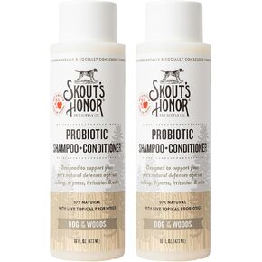 Skout's Honor Probiotic Pet Shampoo & Conditioner with Avocado Oil & Omega-3s, 97% Natural, Paraben & Sulfate-Free, Cruelty-Free, 16oz, Dog of The Woods