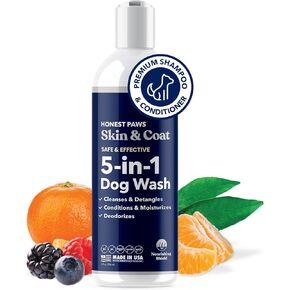 Honest Paws Dog Shampoo and Conditioner - Premium Dog Wash for Allergies and Dry, Itchy, Moisturizing for Sensitive Skin - Sulfate Free, Plant Based, All Natural - Coconut & Mango -16 Fl Oz