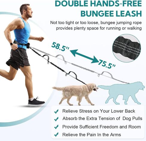 Hands Free Dog Leash with Pouch,Double Leash for Two Dogs in Saudi Arabia