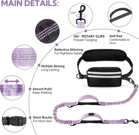 Hands Free Dog Leash with Pouch,Double Leash for Two Dogs in Saudi Arabia