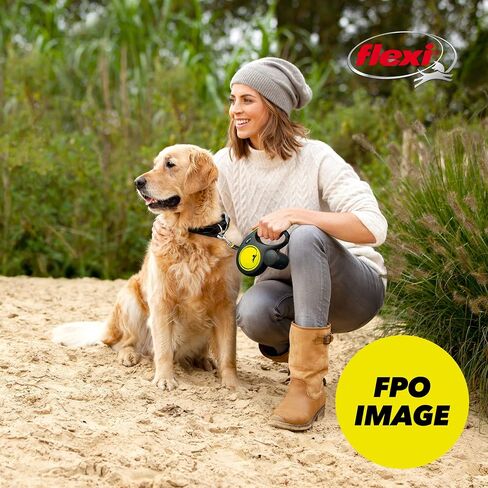 Flexi Tape Giant Tape القابلة للسحب للكلاب الكبيرة حتى 110 رطلاً. - 26 قدم ، أسود | تشابك مقودًا مجانيًا للحيوانات الأليفة مع الفرامل بيد واحدة ، وقفة ، قفل | منتج الجودة الألمانية in Kuwait