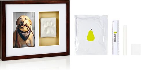 Pearhead Pet Paw Print Photo Frame with Clay Sundrint Kit - Pawprint Making Kit and Photo Display للقطط والكلاب ، No -Mess Pawprint Memorial ، هدية لمالك الحيوانات الأليفة ، إسبرسو in Kuwait