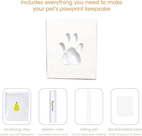 Pearhead Pet Paw Print Photo Frame with Clay Sundrint Kit - Pawprint Making Kit and Photo Display للقطط والكلاب ، No -Mess Pawprint Memorial ، هدية لمالك الحيوانات الأليفة ، إسبرسو in Kuwait