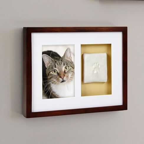Pearhead Pet Paw Print Photo Frame with Clay Sundrint Kit - Pawprint Making Kit and Photo Display للقطط والكلاب ، No -Mess Pawprint Memorial ، هدية لمالك الحيوانات الأليفة ، إسبرسو in Kuwait
