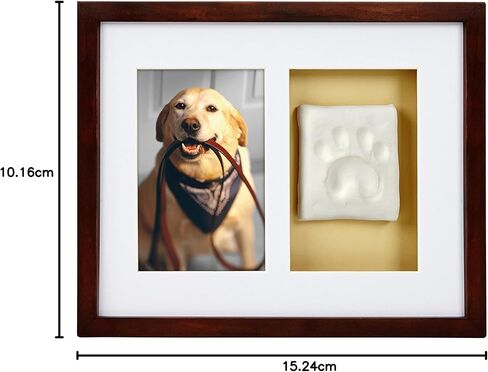 Pearhead Pet Paw Print Photo Frame with Clay Sundrint Kit - Pawprint Making Kit and Photo Display للقطط والكلاب ، No -Mess Pawprint Memorial ، هدية لمالك الحيوانات الأليفة ، إسبرسو in Kuwait