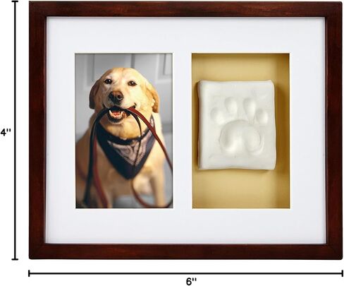 Pearhead Pet Paw Print Photo Frame with Clay Sundrint Kit - Pawprint Making Kit and Photo Display للقطط والكلاب ، No -Mess Pawprint Memorial ، هدية لمالك الحيوانات الأليفة ، إسبرسو in Kuwait