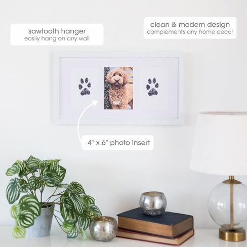 Pearhead Pet Paw Print Photo Frame With Clay Imprint Kit - Pawprint Making Kit and Photo Display for Cats and Dogs, No-Mess Pawprint Memorial, Gift For Pet Owner, Espresso in Kuwait