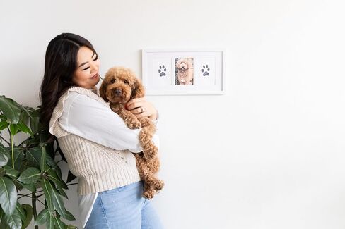 Pearhead Pet Paw Print Photo Frame With Clay Imprint Kit - Pawprint Making Kit and Photo Display for Cats and Dogs, No-Mess Pawprint Memorial, Gift For Pet Owner, Espresso in Kuwait