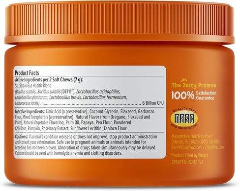 Zesty Paws Probiotics for Dogs - Digestive Enzymes for Gut Flora, Digestive Health, Diarrhea & Bowel Support - Clinically Studied DE111 - Dog Supplement Soft Chew for Pet Immune System - Pumpkin in Saudi Arabia