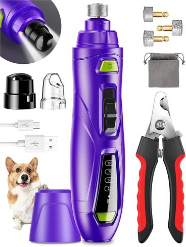 Dog Nail Grinder Super Quiet Dog Nail Trimmers 3 Grinding Wheels 3 Speed Rechargeable Pet Nail Grinder LED Display Dog Nail Clippers Kit for Large Medium Small Dogs Cats Dog Nail File Toenail Clippers in Saudi Arabia