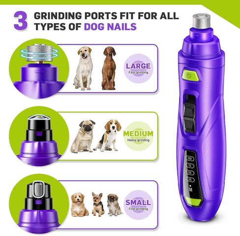 Dog Nail Grinder Super Quiet Dog Nail Trimmers 3 Grinding Wheels 3 Speed Rechargeable Pet Nail Grinder LED Display Dog Nail Clippers Kit for Large Medium Small Dogs Cats Dog Nail File Toenail Clippers in Saudi Arabia
