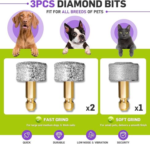 Dog Nail Grinder Super Quiet Dog Nail Trimmers 3 Grinding Wheels 3 Speed Rechargeable Pet Nail Grinder LED Display Dog Nail Clippers Kit for Large Medium Small Dogs Cats Dog Nail File Toenail Clippers in Saudi Arabia