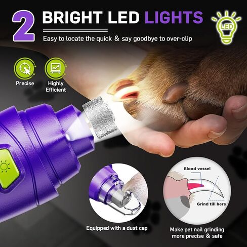 Dog Nail Grinder Super Quiet Dog Nail Trimmers 3 Grinding Wheels 3 Speed Rechargeable Pet Nail Grinder LED Display Dog Nail Clippers Kit for Large Medium Small Dogs Cats Dog Nail File Toenail Clippers in Saudi Arabia
