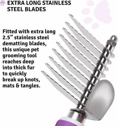 Poodle Dematting Fur Rake Comb Brush للكلاب والقطط - شفرات السلامة الفولاذية الطويلة 2.5 " in Saudi Arabia