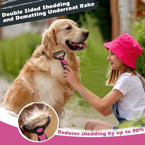 3PCS Self Cleaning Slicker Brush & Pet Grooming Rake & Bath Brush for Dogs,Cats and Horses | Double-Sided Dematting Comb & Skin Friendly Deshedding Grooming Tool (J-Green Black) in Kuwait