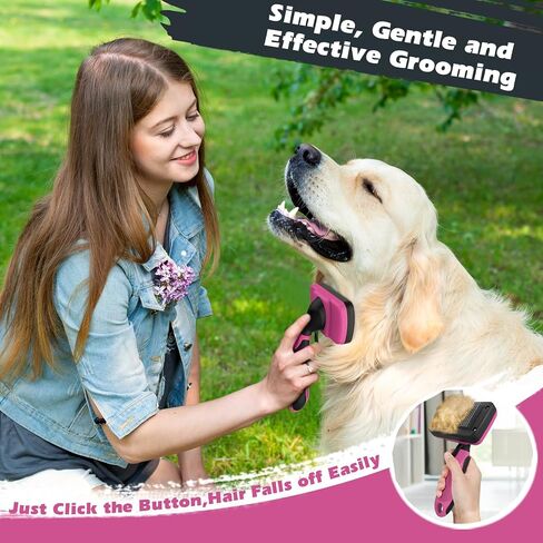 3PCS Self Cleaning Slicker Brush & Pet Grooming Rake & Bath Brush for Dogs,Cats and Horses | Double-Sided Dematting Comb & Skin Friendly Deshedding Grooming Tool (J-Green Black) in Kuwait