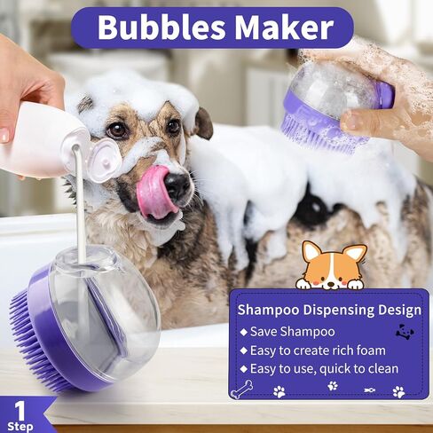 Comotech 3PCS Dog Bath Brush | Dog Shampoo Brush | Dog Scrubber for Bath | Dog/Grooming/Washing Brush Scrubber with Adjustable Ring Handle for Short & Long Haired Dogs/Cats (Blue Blue White) in Kuwait