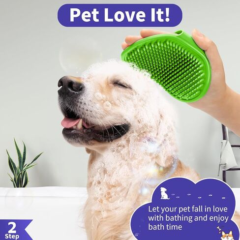Comotech 3PCS Dog Bath Brush | Dog Shampoo Brush | Dog Scrubber for Bath | Dog/Grooming/Washing Brush Scrubber with Adjustable Ring Handle for Short & Long Haired Dogs/Cats (Blue Blue White) in Kuwait