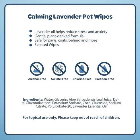 Best Pet Supplies 8" x 9" Pet Grooming Wipes for Dogs & Cats, 100 Pack, Plant-Based Deodorizer for Coats & Dry, Itchy, or Sensitive Skin, Clean Ears, Paws, & Butt - Calming Lavender in Saudi Arabia