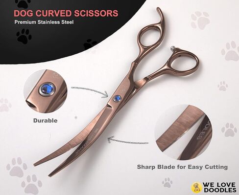Dog Grooming Scissors Kit - Best Tools For Goldendoodles, Poodles & Doodles - Straight, Curved & Thinning Shears - Golden Doodle Grooming Kit - Professional Grade Steel, 4 Pc Set [We Love Doodles] in Saudi Arabia