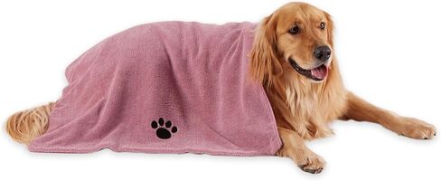 Bone Dry Pet Grooming Towel Collection Absorbent Microfiber X-Large, 41x23.5", Embroidered Gray in Kuwait