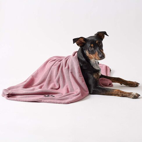 Bone Dry Pet Grooming Towel Collection Absorbent Microfiber X-Large, 41x23.5", Embroidered Gray in Kuwait
