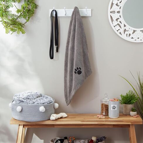 Bone Dry Pet Grooming Towel Collection Absorbent Microfiber X-Large, 41x23.5", Embroidered Gray in Kuwait