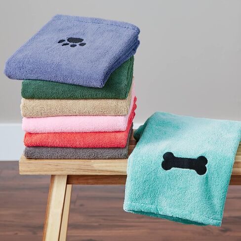 Bone Dry Pet Grooming Towel Collection Absorbent Microfiber X-Large, 41x23.5", Embroidered Gray in Kuwait