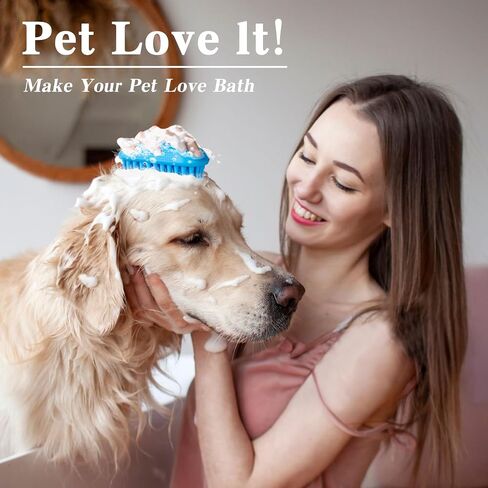 2PCS Dog Bath Brush | Dog Scrubber for Bath | Dog Shampoo Brush | Dog Washing Brush | Dog Shower Brush with Adjustable Handle,Suitable for Pets Deshedding, Washing, Massaging & Grooming (Green Blue) in Saudi Arabia