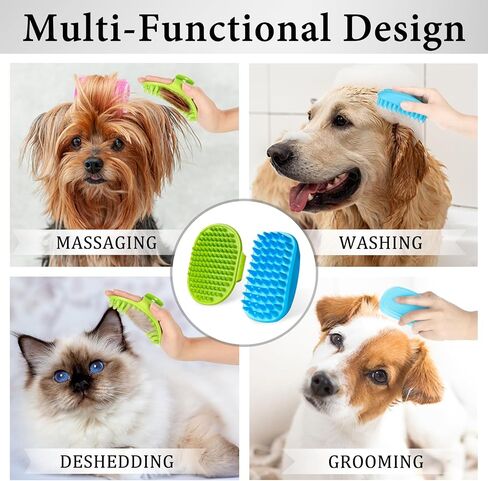 2PCS Dog Bath Brush | Dog Scrubber for Bath | Dog Shampoo Brush | Dog Washing Brush | Dog Shower Brush with Adjustable Handle,Suitable for Pets Deshedding, Washing, Massaging & Grooming (Green Blue) in Saudi Arabia