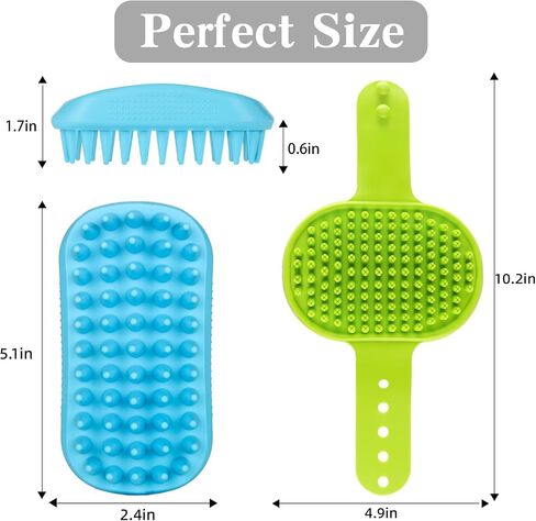 2PCS Dog Bath Brush | Dog Scrubber for Bath | Dog Shampoo Brush | Dog Washing Brush | Dog Shower Brush with Adjustable Handle,Suitable for Pets Deshedding, Washing, Massaging & Grooming (Green Blue) in Saudi Arabia