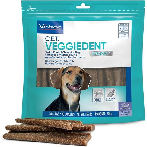 Virbac CET VEGGIEDENT FR3SH Tartar Control Chews for Dogs, Medium (Pack of 30) in Saudi Arabia