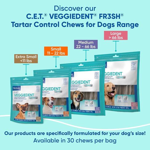 Virbac CET VEGGIEDENT FR3SH Tartar Control Chews for Dogs, Medium (Pack of 30) in Saudi Arabia