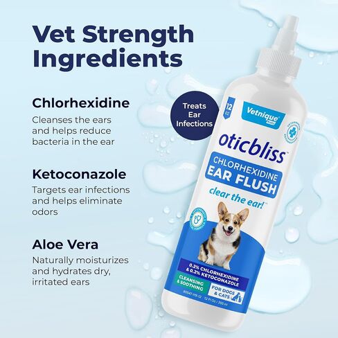 Vetnique Oticbliss Dog Ear Infection Treatment & Ear Cleaner Flush 6oz in Saudi Arabia