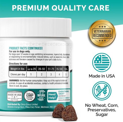 PREMIUM CARE Hemp Calming Chews for Dogs, 9.3 oz (264g), Duck Flavor, Calming Treats for Dogs, Dog Calming Chews, Dog Anxiety Chews, Anti Anxiety Relief, Valerian Root, L-Tryptophan, 120 Soft Chews in Saudi Arabia
