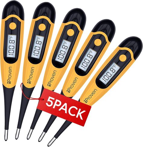 مقياس حرارة iProven للكلاب والقطط للكشف الدقيق عن الحمى، طرف مرن مريح، مقياس حرارة للحيوانات الأليفة مقاوم للماء، قراءات سريعة في 20 ثانية، إمدادات الإنجاب والطب البيطري، DTK-117Y in Kuwait