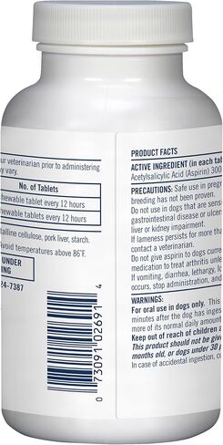 PetArmor Aspirin for Small Dogs, Fast Acting Anti-Inflammatory and Pain Relief For Dogs, Vet-Quality Joint Support and Pain Meds for Dogs, 75 Liver Flavored Tablets in Kuwait